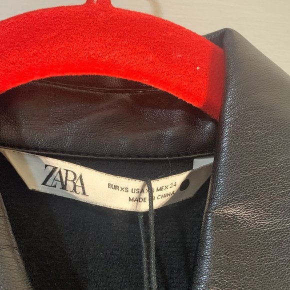 NWT ZARA FAUX LEATHER BUTTON DOWN DRESS XS - Picture 7 of 7